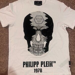 Philipp Plein White and Black Skull Tee